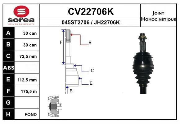 EAI CV22706K Joint kit, drive shaft CV22706K