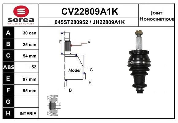 EAI CV22809A1K Joint kit, drive shaft CV22809A1K