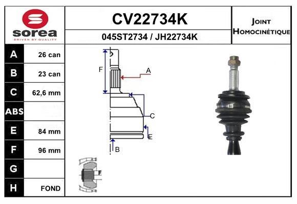 EAI CV22734K Joint kit, drive shaft CV22734K
