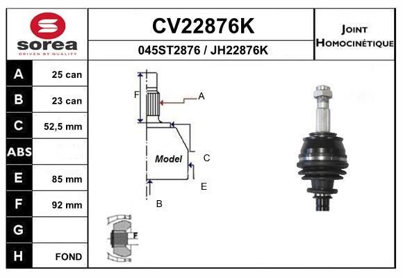 EAI CV22876K Joint kit, drive shaft CV22876K