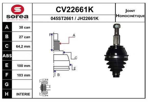 EAI CV22661K Joint kit, drive shaft CV22661K