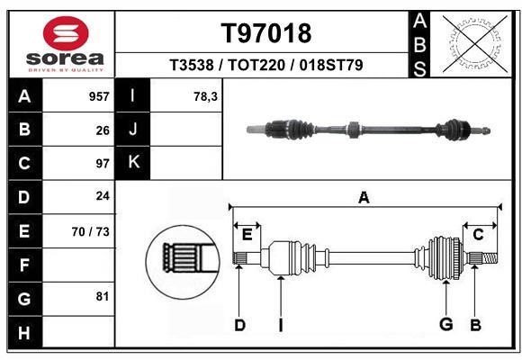 EAI T97018 Drive shaft T97018