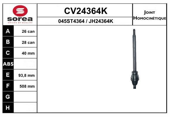 EAI CV24364K Joint kit, drive shaft CV24364K