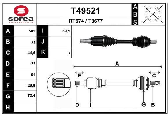 EAI T49521 Drive shaft T49521