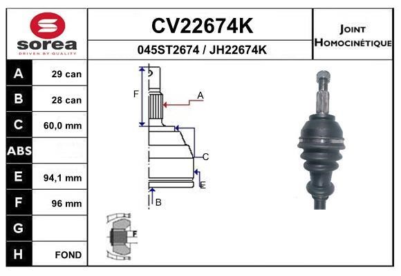 EAI CV22674K Joint kit, drive shaft CV22674K