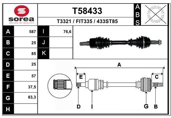 EAI T58433 Drive shaft T58433