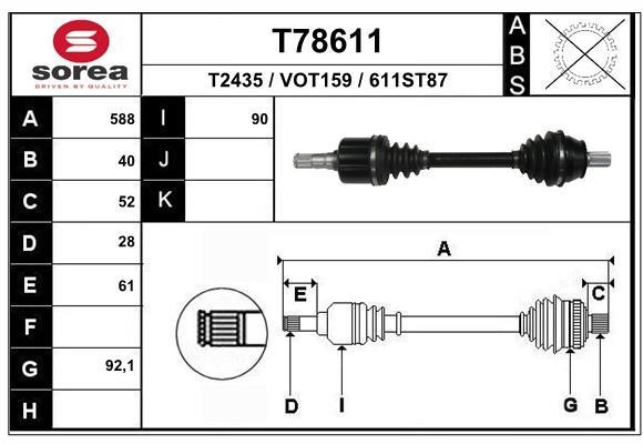 EAI T78611 Drive shaft T78611