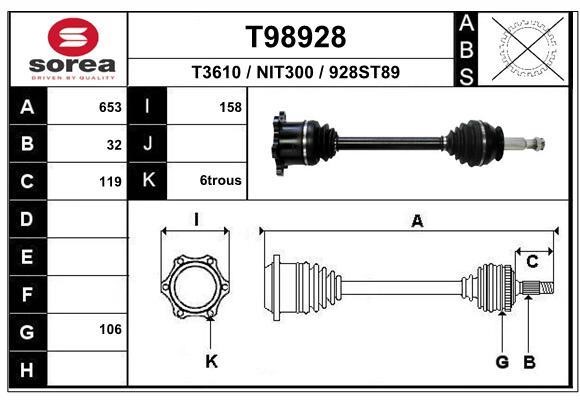 EAI T98928 Drive shaft T98928