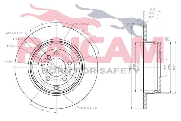 Rear brake disc, non-ventilated Raicam RD01421