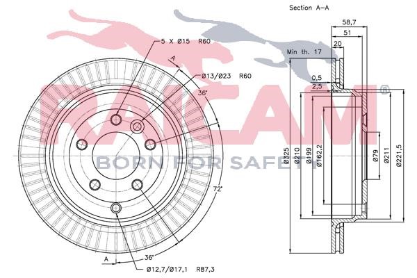 Rear ventilated brake disc Raicam RD00730