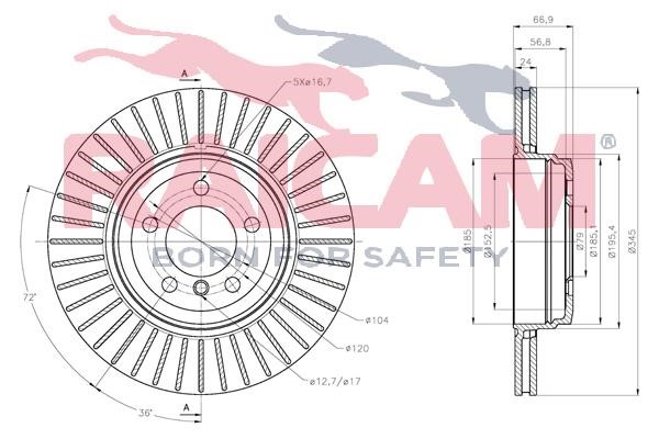 Rear ventilated brake disc Raicam RD00094