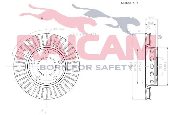 Rear ventilated brake disc Raicam RD01134