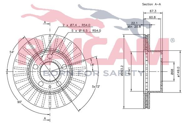 Front brake disc ventilated Raicam RD00930