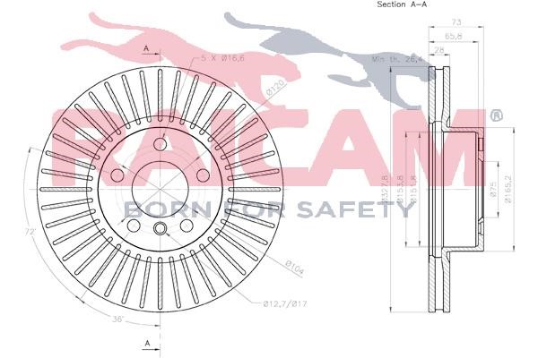 Front brake disc ventilated Raicam RD01202