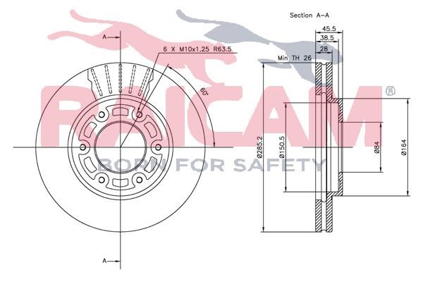 Front brake disc ventilated Raicam RD00811