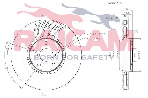 Front brake disc ventilated Raicam RD01085