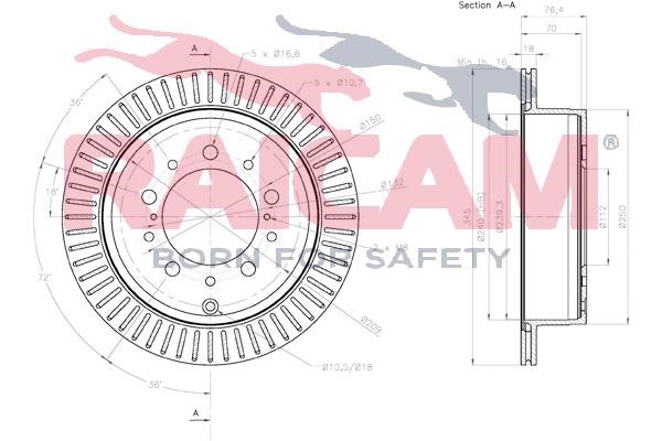 Rear ventilated brake disc Raicam RD01401