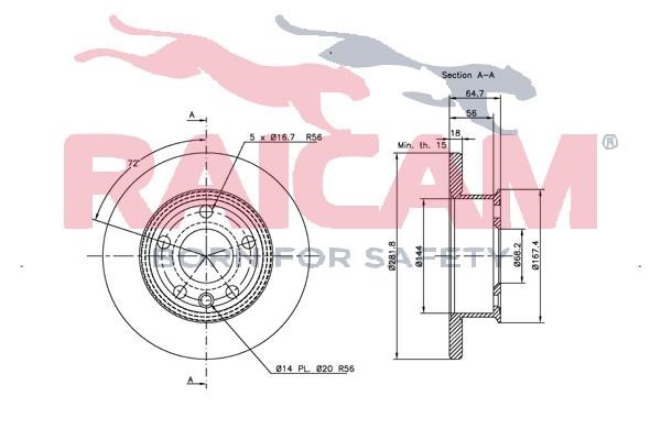 Unventilated front brake disc Raicam RD00873