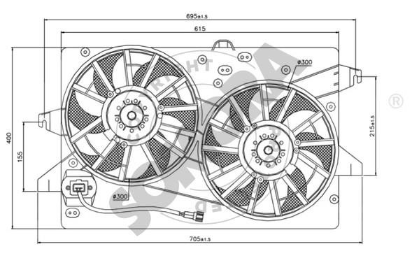 Somora 095230 Hub, engine cooling fan wheel 095230