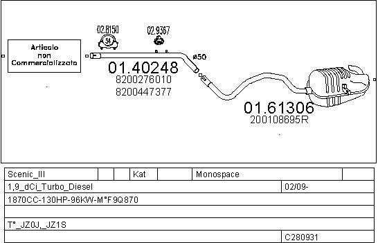 Mts C280931028172 Exhaust system C280931028172