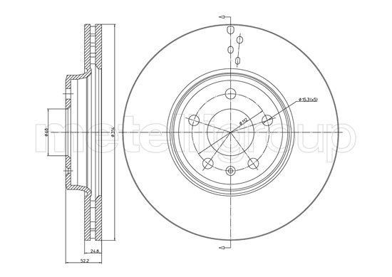 Trusting DF1334 Front brake disc ventilated DF1334