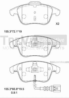 Trevi automotive PF1375 Brake Pad Set, disc brake PF1375