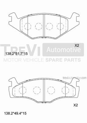 Trevi automotive PF1018 Brake Pad Set, disc brake PF1018