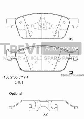 Trevi automotive PF1482 Brake Pad Set, disc brake PF1482
