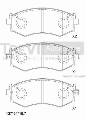 Trevi automotive PF1554 Brake Pad Set, disc brake PF1554