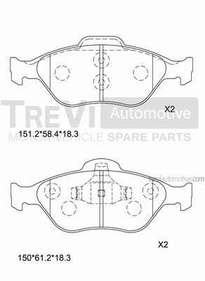 Trevi automotive PF1083 Brake Pad Set, disc brake PF1083