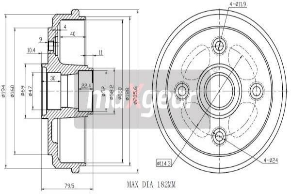 Maxgear 19-1041 Rear brake drum 191041