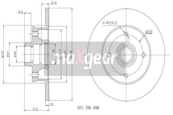 Maxgear 19-0753 Rear brake disc, non-ventilated 190753