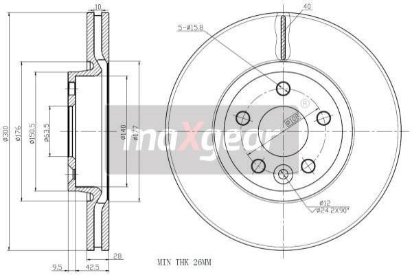 Maxgear 19-1332 Front brake disc ventilated 191332