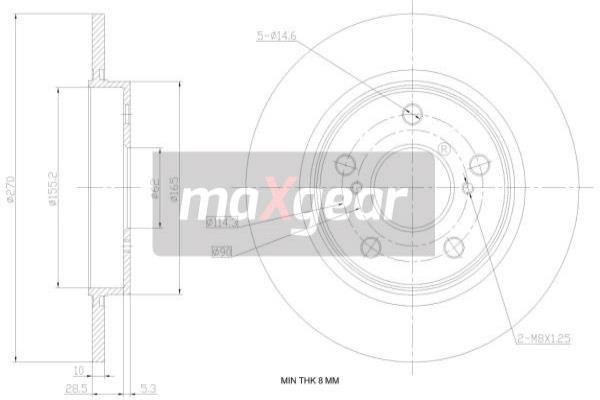 Maxgear 19-1869 Rear brake disc, non-ventilated 191869