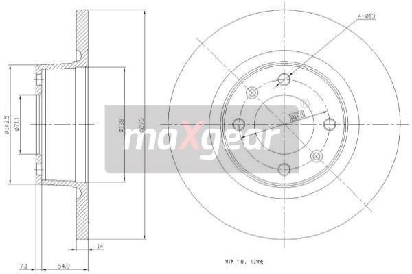 Maxgear 19-0833 Rear brake disc, non-ventilated 190833