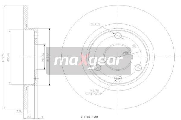 Maxgear 19-0697 Unventilated front brake disc 190697