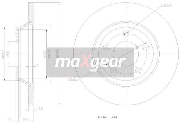 Maxgear 19-0765 Unventilated front brake disc 190765