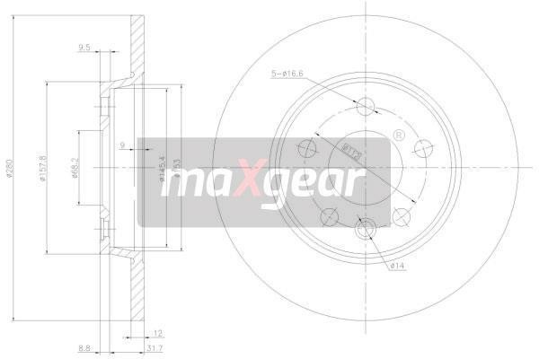 Maxgear 19-0789 Rear brake disc, non-ventilated 190789
