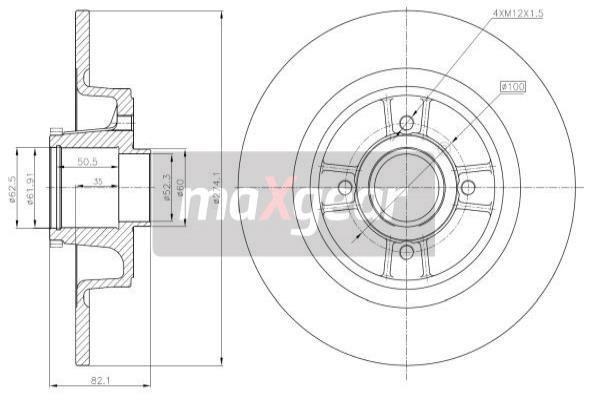 Maxgear 19-1278 Rear brake disc, non-ventilated 191278