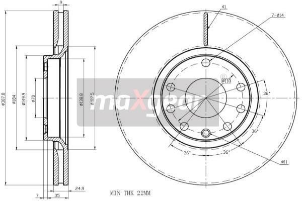 Maxgear 19-1019 Front brake disc ventilated 191019