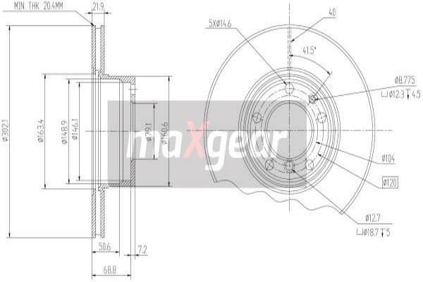 Maxgear 19-0689 Front brake disc ventilated 190689