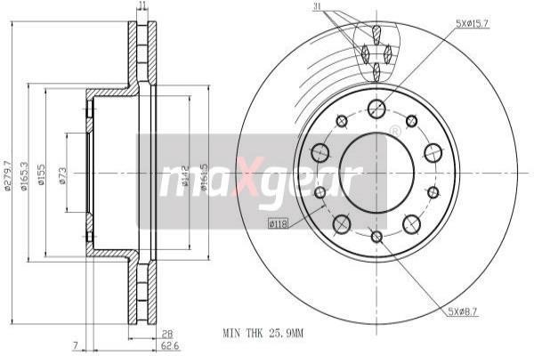 Brake disc Maxgear 191334MAX