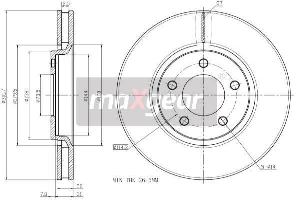 Maxgear 19-1054MAX Front brake disc ventilated 191054MAX