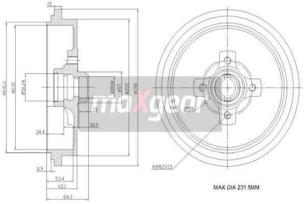 Maxgear 19-0835 Rear brake drum 190835