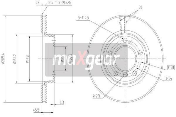 Brake disc Maxgear 190690MAX