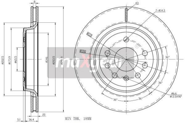 Maxgear 19-1304MAX Rear ventilated brake disc 191304MAX