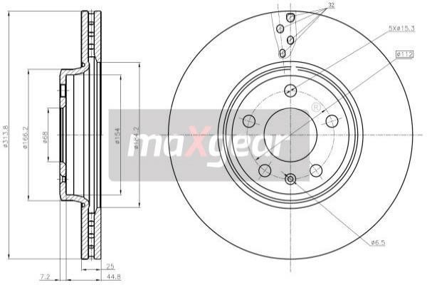 Maxgear 19-1287MAX Front brake disc ventilated 191287MAX