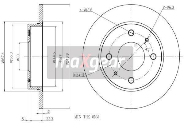 Maxgear 19-1955MAX Rear brake disc, non-ventilated 191955MAX