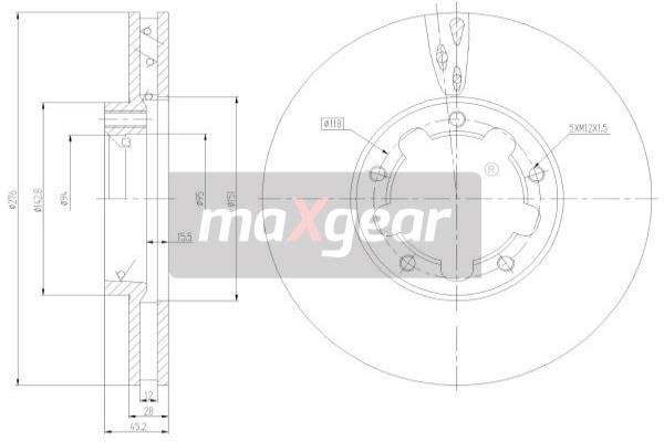 Maxgear 19-3337 Front brake disc ventilated 193337