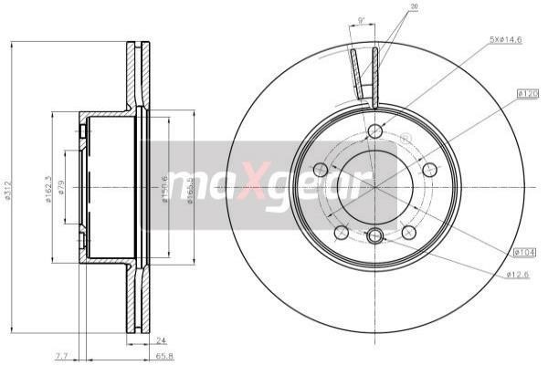 Maxgear 19-1941 Front brake disc ventilated 191941